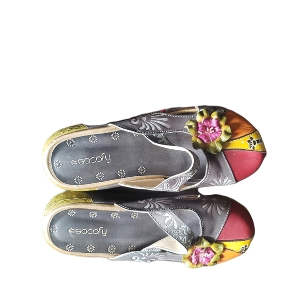 SOCOFY Multicoloured Floral Mules/Clogs - Picture 4 of 11